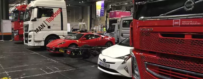 Trucks and cars